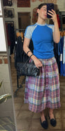 Vintage 80’s Purple Plaid Midi Skirt|S/M