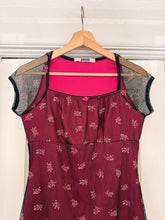 90’s Hana Black & Pink Floral Mesh Mini Dress | small