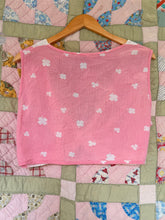 60’s pink shamrock blister crepe cotton crop top | medium