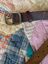 Vintage Brown Floral Leather Belt