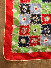 50’s silk floral small square scarf