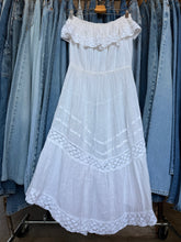 70’s Sheer Gauzy Cotton Strapless Crochet Dress | large