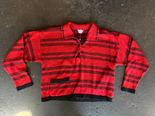 Vintage 1970s Tejidos Vasval Striped Knit Polo Crop Sweater|Medium