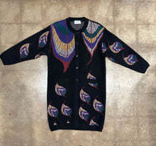 Vintage peacock/novelty pattern long cardigan|large
