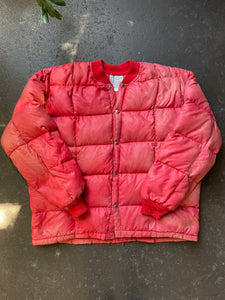 70’s Comfy Red Sunfaded Goose down puffer | tag size XL