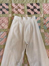 40’s ivory corduroy high waisted wide leg trousers | waist: 26"