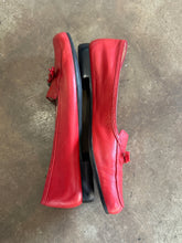 Vintage Red Leather Flats with Bow Detail|size 9.5