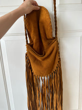 Vintage 60’s/70’s Suede Crossbody Purse With Braided Strap + Long Fringe