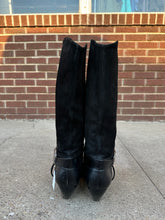 Vintage Via Spiga Black Woven Suede Leather Western Boots size 8.5