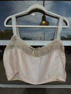 Vintage 30s/40s Blush Pink Silk and Lace Camisole – Cropped Corset Cover Top|M/L