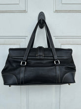 Vintage Y2K Coach Hamptons Black Leather Flap Satchel Bag