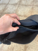 Vintage black leather + suede shoulder bag