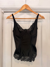 Vintage Black Nylon & Lace Bustier Corset | 34 B
