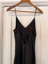 2002 Victoria’s Secret Black Silk Rose Embroidered Maxi Slip | M