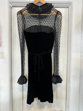 Vintage 1980’s Victor Costa black velvet + sheer polka dot dress