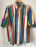 Vintage Bugle Boy Stripe Short Sleeve Button Up|XXL