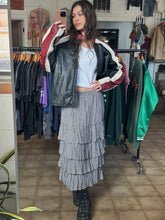 Vintage gingham plaid tiered maxi skirt|M/L