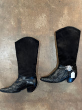 Vintage Via Spiga Black Woven Suede Leather Western Boots size 8.5