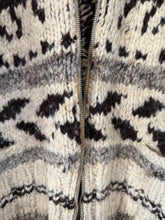 Vintage 70’s Cowichan Reindeer zip up hand knit sweater | sm/m