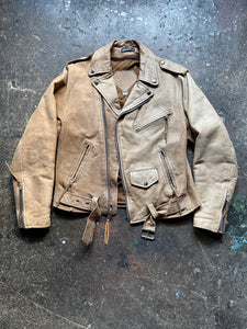 Vintage Diamond Leather light brown leather moto jacket | M