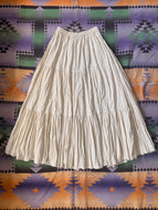 Vintage Double D Ranch Ivory Cotton Tiered Maxi Skirt| Medium