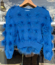 Vintage Neiman Marcus blue feather knit sweater