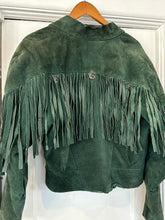 Vintage green suede fringe jacket