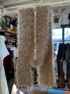 Vintage shaggy beige knit scarf