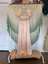 Antique 30’s Iris Silk & Rayon Peach Peignoir Robe Slip Set | sm/m
