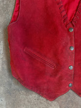 Vintage 90s Mona Mode Red Suede Vest|Medium