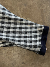 Vintage 70s Black & White Checkered Knit Sweater - Contrast Collar Cropped Dolman Top|xs/sm
