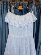 70’s Sheer Gauzy Cotton Strapless Crochet Dress | large