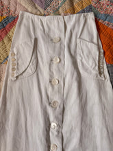 40’s 50’s White Cotton Button Front Midi Skirt w/ Utility Patch Pockets | small