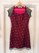 90’s Hana Black & Pink Floral Mesh Mini Dress | small