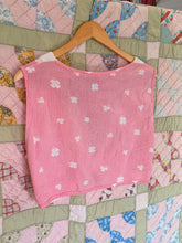 60’s pink shamrock blister crepe cotton crop top | medium