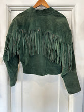Vintage green suede fringe jacket