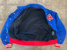 Vintage 1980s New York Giants NFL Satin Bomber Jacket - Royal Blue Full-Snap Varsity Coat|Large