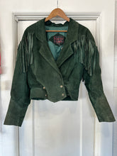Vintage green suede fringe jacket