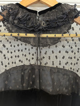 Vintage 1980’s Victor Costa black velvet + sheer polka dot dress