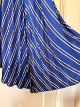 1940’s Blue Stripe Taffeta Hostess Dress | sm/m