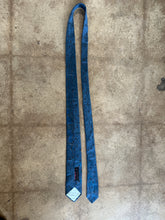 Vintage 100% Silk Blue Geometric Pattern Men's Necktie