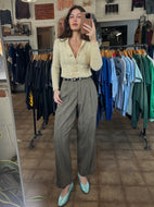 Vintage high-waisted houndstooth plaid slacks