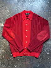 Vintage 50’s Damon Red Two Tone Stripe Wool cardigan | Medium