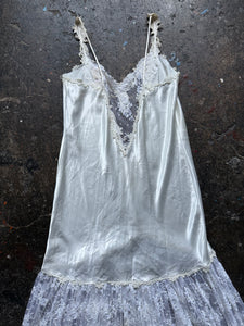 80’s Satin & Lace drop waist slip set | Medium