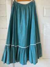 Vintage Teal Denim Prairie Skirt |Large