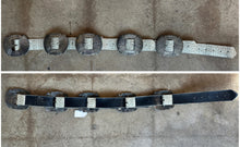 Vintage AM Accessories Textured Leather Western Concho Belt With Silver Sunburst Medallions