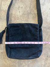 Vintage black leather + suede shoulder bag