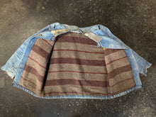 Vintage 60s Distressed Denim Blanket Lined Chore Coat|Large