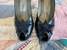 Vintage leather peep-toe star heels|8.5