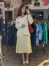 Vintage Butter Yellow Midi Dress with Lace Bodice|M/L